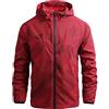 Generico Giacca Uomo Impermeabile Primaverile Autunno Giubbotto Casual Semplice Giacche,Giacca da Pioggia da Uomo con Cappuccio Fisso,Moda