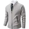 Shuanghao Uomo Giacca Cardigan Magliaone di Felpato Cardigan Casual Maglioni Zip Abbigliamento Primaverile Autunno Invernale Calda Morbida Elegante Outwear Tops per Uomo Grigio M(Collare Baseball)