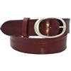 ESPERANTO Cintura in vero cuoio di toro Plissettato 4 cm con fibbia intera Ovale colore Argento Antico