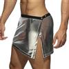 GENEMEN Boxer sexy da uomo metallizzati con spacco laterale, vita regolabile, gonna Sissy con bottone a pressione