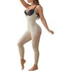 Suprenx Women Open Bust Full Bodysuit Tummy Control Shapewear Compression Full Body Shaper High Waisted Seamless Jumpsuit Beige