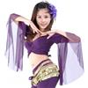 SamHeng Top corto da danza con maniche svasate da donna, top avvolgente classica scollo V maniche 3/4 in tulle, camicia lacci per danza del ventre tribale, camicetta con nappe for annodare per abbigliamento