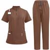 Meichoon Set di scrub medico uniforme Set Unisex Scrub medico Poliestere Cerniera Collo Top Pantaloni elasticizzati 4 tasche Traspirante Asciugatura rapida Anti Pilling DK50