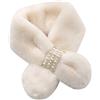 Asudaro Colletto in Pelliccia da Donna Sciarpa Invernale Caldo Sciarpa in Pelliccia di Finta Coniglio Sciarpa da Sposa con perle Staccabile Scaldacollo Corto Carina Nobile e Semplice 80cm