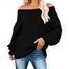 Generic Maglione con spalle scoperte a maniche lunghe taglie forti maglioni rosa per le donne UK Plus Size maglione allentato maglione casual morbido maglione leggero tunica camicia a maniche lunghe maglioni