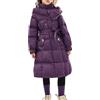 Generic Piumino invernale da ragazza, lunghezza al ginocchio, parka, con fiocco, cintura, colletto rialzato, caldo, pesante, elegante, con cerniera, antivento, capispalla lungo per bambini
