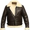 AAOutfitz Giacca bomber da uomo in shearling B3 - B3, Marrone Scuro - Vera Pelle, M