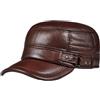 Generic Berretto da uomo invernale in vera pelle cappello piatto cappello militare elegante uomo berretto da baseball vintage britannico in pelle bovina cappello caldo