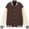 Generisch Giacca college da uomo bicolore patchwork giacca da baseball Baggy Raglan felpa unisex giacca collegiate mezza stagione giacca sportiva con colletto alto Varsity Bomber Streetwear, caffè, S