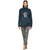 Infiore Pigiama Donna Pile Effetto Coral - Morbido e Felpato - Invernale (1474 Antracite, XL)