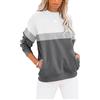 Cuptacc T Shirt Manica Lunga Donna Girocollo Felpa Donna Senza Cappuccio Maglietta con Tasche Charcoal L