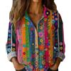 Generico Bluse Donna Elegante Manica Lunga Estiva Camicette Vintage Fiori con Bottoni Camicia per Vacanze Curvy Elegante Blusa da Lavoro Primaverile Basic Bluse Comode Casual Moda Maglia Boho Particolari