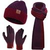 Bequemer Laden Invernale Pile Cappello Sciarpa Guanti Invernali Uomo Regalo | Uomo Invernali Termici Doppio Cappelli Berretti Maglia a Coste Sciarpe Lunghi Guanti Touch Screen Sci Corsa Regalo Natale