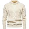 Fnfmrfmr Maglione casual da uomo con collo a lupetto lavorato a maglia pullover intrecciato maglioni solidi spessi caldi, Bianco-m55, XL