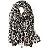 LumiSyne Sciarpa Donna Moda Leopardo Stampa Animalier Classiche Vintage Foulard In Cotone e Lino Con Nappa Lungo Calda Stole Protezione Solare Scialle Quattro Stagioni