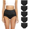 Senllori Donne Vita Alta Cotone Intima Tummy Controllo Slip Signore Morbido Copertura Completa Mutandine 5 Pack, Nero Taglia M