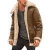 HANXIULIN Giacca Aviatore Giacca da uomo in pelle imbottita a maniche lunghe con collo a bavero Cappotto invernale da uomo Plus Size Giacca in pelle di pecora con cappotto vintage Giacconi Eleganti