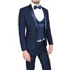 Evoga Abito Uomo Sartoriale Blu Scuro Elegante Cerimonia Set Completo Coordinato con Gilet
