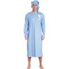 inhzoy Camicia da Notte Uomo a Manica Lunga Maglie Pigiama Girocollo Abbigliamento da Notte a Righe Vestaglia da Notte con Cappello Pigiama Sleepwear Nightwear Blu Polveroso M