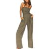 Minetom Jumpsuit Donna Elegante Senza Spalline Tinta Unita Tuta a Gamba Larga Pantaloni Cerimonia Cocktail Monopezzi Tutine A Cachi S