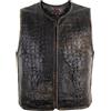 MDM Gilet Moto Uomo In Vera Pelle - Smanicato Moto Uomo Senza Maniche In Goffrata Effetto Coccodrillo Con Cerniera, E Fianchi Estensibili (IT, Testo, 4XL, Regular, Regular, Marrone Vintage)