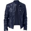 HAOLEI Giacca da Uomo in Ecopelle con Colletto Rialzato Giubbotto da Motociclista Slim RETR Casual Giubbotto da Pilota in Finta per Andare in Moto Ecopelle Uomo Baseball