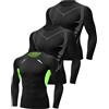 Terecey Maglia Compressione Uomo a Maniche Lunghe per Palestra e Corsa | 90% poliestere, 10% licra; vestibilità aderente, traspirante e ad asciugatura rapida, ideale per palestra e corsa.