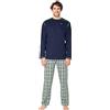 e.VIP® Carl L 962 - Pigiama da uomo in 100% cotone, oltremare/verde, L