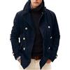 Duohropke Cappotto da uomo per transizione, trench, classico, invernale, corto, con colletto alto, collo a risvolto, invernale, slim fit, cappotto di lana da lavoro, sottile e lungo