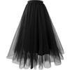 Generisch Gonna in tulle, per Carnevale, da donna, 80 pezzi, con gonna a pieghe lunga, a vita alta, per cosplay, festival, abbigliamento, Nero , XL