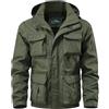 VEMOW Giacca Leggera Militare Uomo - Cargo Army Windbreaker con Cerniera Frontale, Colletto Alto in Cotone, Giacca con Multi-Tasche