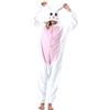 ULEEMARK Pigiama Animali Unisex Adulto Cosplay Halloween Carnevale Costume Animale Pigiama Coniglio Bianco S(140-155CM)