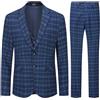 Allthemen Completo 3 Pezzi da Uomo Smoking Slim Fit Scozzese A Due Bottoni Giacca da Matrimonio Abito in Tre Pezzi + Gilet + Pantaloni 6248# Blu 3XL