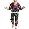 Celanisai Costume da Carnevale da uomo, 2 pezzi, tuta da ginnastica da donna, con paillettes, per ragazze anni '80, abbigliamento da jogging Alien Space Costume hip hop Festival anni '80