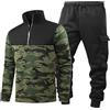 Generisch Tuta da jogging da uomo, con calda imbottitura, 2 pezzi, tuta sportiva invernale, in pile, con zip e pantaloni cargo, thicken termico, tuta interna in pile