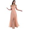 N/ C Abiti da damigella d'onore per le donne fuori spalla chiffon Sweetheart Prom abito abiti formali per gli ospiti di nozze, Rosa cipria, 46