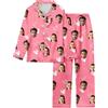Generico Pigiama Personalizzato Uomo Donna Set con Foto in Seta 2 Pezzi con Top Aperto Davanti e Pantaloni Pigiami Abbinati Coppia Fidanzati Divertente per Casa San Valentino Natale,Festa della Mamma papà
