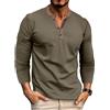 MakingDa Henley Maglia Uomo Manica Lunga Bottoni T Shirt Slim Muscle Fit Classic Vintage Maglietta a Maniche Lunghe Camicia Elasticizzata Leggera Casual Sportive Palestra Verde L