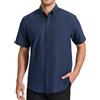 HISDERN Camicia Oxford Uomo Blu Marino Maniche Corte Button Down Camicie Uomo Estiva da Ufficio Manica Corta con Tasca vestibilità Regolare, 3XL