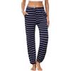 Lovasy Pantaloni del Pigiama Donna in Cotone Invernale Caldo Pantaloni Lungo da Notte a Righe con Tasche per Casa Casual D Blu navy S
