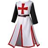 Celanisai Uomini medievali crociati templari tunica costumi vichinghi tunica tempio carnevale carnevale LARP cospaly gonna a armi elastico vita medievale abito cavaliere tempio, O rosso 3, L