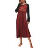 Ekouaer Camicia da Notte Donna Invernale Manica Lunga Girocollo Stampato Camicia da Notte Lunga Morbida e Leggera, Rosso, XL