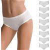 Cotonella 8 Pezzi Slip Donna L'Altra 3363 Midi in Cotone Bielastico, Bianco 6/XXL