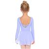 Beyove Bambini Danza Classica Vestito Ragazze Cotone Balletto Body Manica Lunga Danza Corpo Libero con Gonna Tutu Blu 150