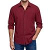 Enlision Camicia Uomo Rosso a Maniche Lunghe Casual Elegante Felpata Camicie Quadri con Collo Botton-Down da Uomo con Tasche Regular Fit L