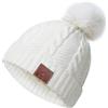 puersit Cappello Bluetooth V5.2 Uomo Donna Invernali, Lavorato a Maglia Senza Fili Bluetooth Cuffia Musica Cappello per Corsa Sci Escursionismo(Spessore Aggiunto - Pompom Torcere Bianco)
