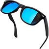 Joopin Occhiali da Sole da Uomo Donna Polarizzati Protezione UV400 Classici Rettangolari Quadrati Vintage Retrò Anni '80 Occhiali Specchio da Guida (Nero Blu)