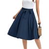Bbonlinedress Gonna da donna estiva, a lunghezza al ginocchio, vintage, rétro, gonna a ruota, basic, versatile, casual, a vita alta, gonna per il tempo libero, blu navy, L