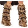 NICEYEA Protezione per gambe e braccia, in pelliccia sintetica viching, unisex, adatta per Halloween, cosplay e feste medievali, Scaldamuscoli marrone, 20*30CM