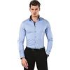 Vincenzo Boretti Camicia Elastica Uomo Eleganti, Taglio Molto Aderente (Extra Slim-Fit), Stretch, Collo Classico, Manica Lunga, in Tinta Unita - Easy Iron, Facile da Stirare